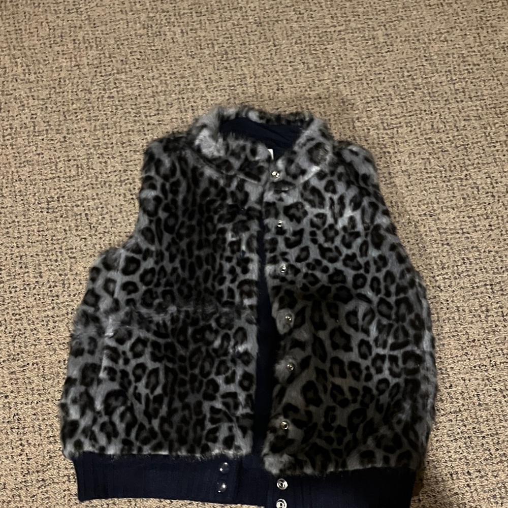 Crewcuts Faux Fur Vest with Gray Accents